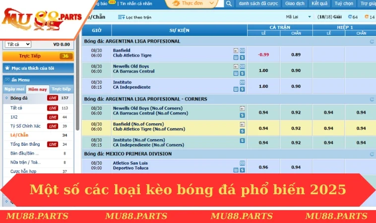 Cách Đọc Kèo Bóng Đá - Mu88 Hướng Dẫn Ngắn Gọn, Dễ Hiểu 2 Một số các loại kèo bóng đá phổ biến nhất 2025
